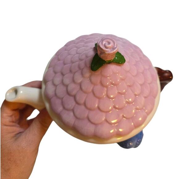 Vintage Teleflora Teapot Ceramic Tea Party Blue Bird In Mirror - Picture 3 of 6